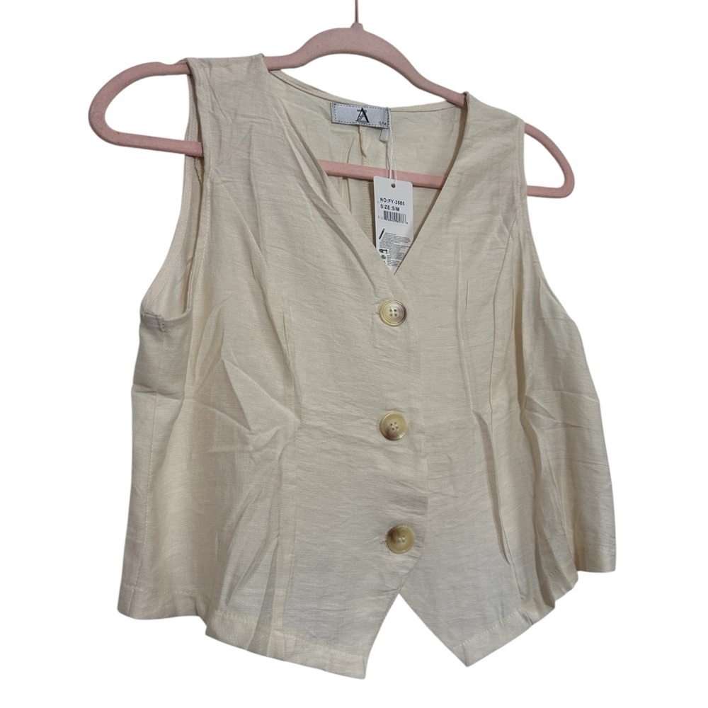 Women's Cream Wide-Leg Pants & Vest Set - Picture 4 of 14
